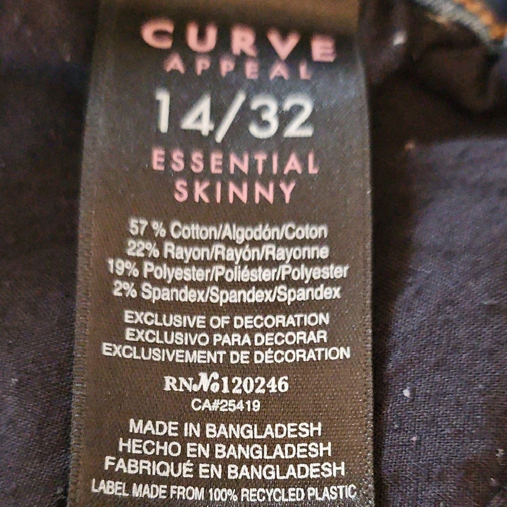 Curve Appeal Light Wash High Rise Essential Skinny Jeans  Size 14/32 - Picture 7 of 7